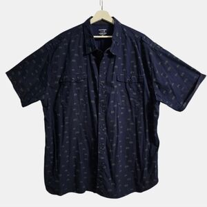Paper Denim & Cloth Shirt Men's 4X Navy Short Sleeve Poplin Bear Print Casual